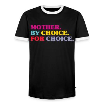 Mother By Choice For Choice Feminist - Men's Ringer Shirt - black/white - Front - AI Model Female 172 light (172cm) & AI Model Male 178 light (178cm)