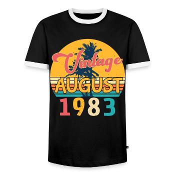 Baujahr 1983 Im August - Männer Kontrast-T-Shirt - Schwarz/Weiß - Vorne - AI Model Female 172 light (172cm) & AI Model Male 178 light (178cm)