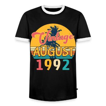 A l’âge de 30 août 1992 - T-shirt contrasté Homme - noir/blanc - Devant - AI Model Female 172 light (172cm) & AI Model Male 178 light (178cm)