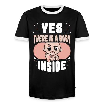 Ja Da Ist Ein Baby Drin Schwanger Baby Inside Süß - Männer Kontrast-T-Shirt - Schwarz/Weiß - Vorne - AI Model Female 172 light (172cm) & AI Model Male 178 light (178cm)