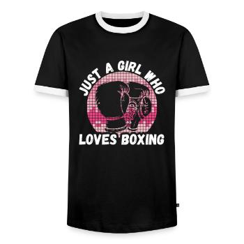 Just A Girl Who Loves Boxing, Boxerin - Männer Kontrast-T-Shirt - Schwarz/Weiß - Vorne - AI Model Female 172 light (172cm) & AI Model Male 178 light (178cm)