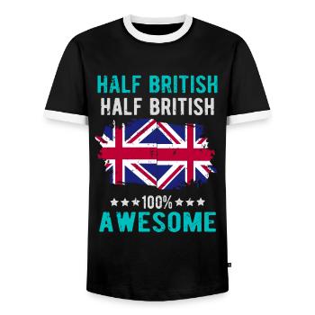 Half British Half British - Men's Ringer Shirt - black/white - Front - AI Model Female 172 light (172cm) & AI Model Male 178 light (178cm)
