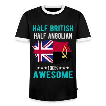 Half British Half Angolier - Men's Ringer Shirt - black/white - Front - AI Model Female 172 light (172cm) & AI Model Male 178 light (178cm)