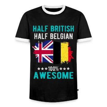 Halb Brite Halb Belgier - Männer Kontrast-T-Shirt - Schwarz/Weiß - Vorne - AI Model Female 172 light (172cm) & AI Model Male 178 light (178cm)