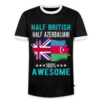 Half British Half Azerbaijanis - Men's Ringer Shirt - black/white - Front - AI Model Female 172 light (172cm) & AI Model Male 178 light (178cm)