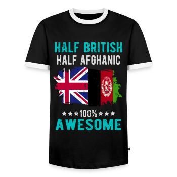 Half British Half Afghan - Men's Ringer Shirt - black/white - Front - AI Model Female 172 light (172cm) & AI Model Male 178 light (178cm)