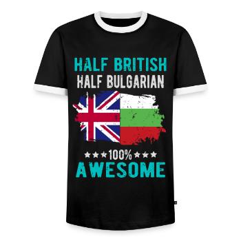 Half British Half Bulgarian - Men's Ringer Shirt - black/white - Front - AI Model Female 172 light (172cm) & AI Model Male 178 light (178cm)