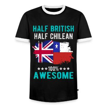 Half British Half Chilean - Men's Ringer Shirt - black/white - Front - AI Model Female 172 light (172cm) & AI Model Male 178 light (178cm)