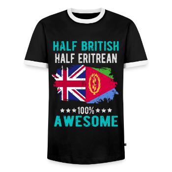 Moitié britannique moitié érythréen - T-shirt contrasté Homme - noir/blanc - Devant - AI Model Female 172 light (172cm) & AI Model Male 178 light (178cm)
