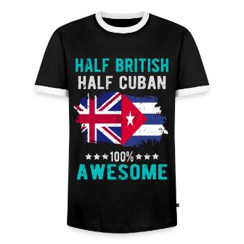 Halb Brite Halb Kubaner - Männer Kontrast-T-Shirt - Schwarz/Weiß - Vorne - AI Model Female 172 light (172cm) & AI Model Male 178 light (178cm)
