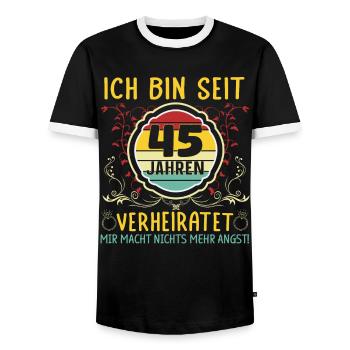 Messinhochzeit 45 Jahre Verheiratet Hochzeitstag - Männer Kontrast-T-Shirt - Schwarz/Weiß - Vorne - AI Model Female 172 light (172cm) & AI Model Male 178 light (178cm)