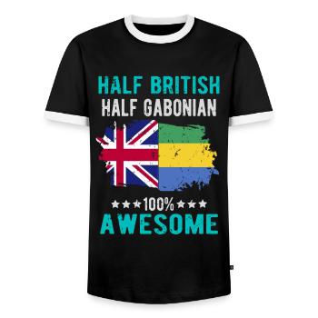 Moitié britannique moitié gabonais - T-shirt contrasté Homme - noir/blanc - Devant - AI Model Female 172 light (172cm) & AI Model Male 178 light (178cm)