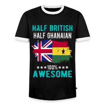 Halb Brite Halb Ghanese - Männer Kontrast-T-Shirt - Schwarz/Weiß - Vorne - AI Model Female 172 light (172cm) & AI Model Male 178 light (178cm)