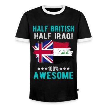 Half British Half Iraki - Men's Ringer Shirt - black/white - Front - AI Model Female 172 light (172cm) & AI Model Male 178 light (178cm)