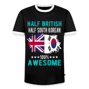 Moitié Britannique moitié Sud-Coréens - T-shirt contrasté Homme - noir/blanc - Devant - AI Model Female 172 light (172cm) & AI Model Male 178 light (178cm)