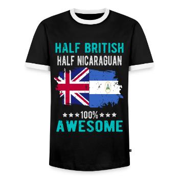Half British Half Nicaraguan - Men's Ringer Shirt - black/white - Front - AI Model Female 172 light (172cm) & AI Model Male 178 light (178cm)