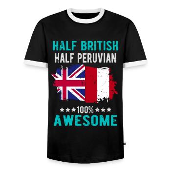 Half British Half Peruvian - Men's Ringer Shirt - black/white - Front - AI Model Female 172 light (172cm) & AI Model Male 178 light (178cm)