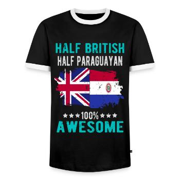Moitié britannique moitié paraguayen - T-shirt contrasté Homme - noir/blanc - Devant - AI Model Female 172 light (172cm) & AI Model Male 178 light (178cm)
