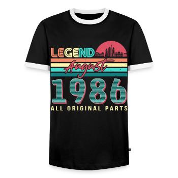 Baujahr 1986 Im August - Männer Kontrast-T-Shirt - Schwarz/Weiß - Vorne - AI Model Female 172 light (172cm) & AI Model Male 178 light (178cm)
