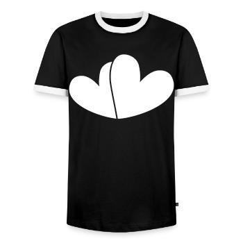 Two White Hearts - Men's Ringer Shirt - black/white - Front - AI Model Female 172 light (172cm) & AI Model Male 178 light (178cm)