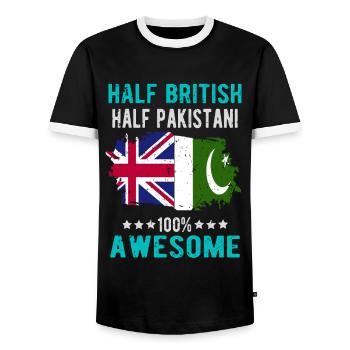 Half British Half Pakistanis - Men's Ringer Shirt - black/white - Front - AI Model Female 172 light (172cm) & AI Model Male 178 light (178cm)