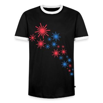 Sternenhimmel In Blau Und Rot - Männer Kontrast-T-Shirt - Schwarz/Weiß - Vorne - AI Model Female 172 light (172cm) & AI Model Male 178 light (178cm)