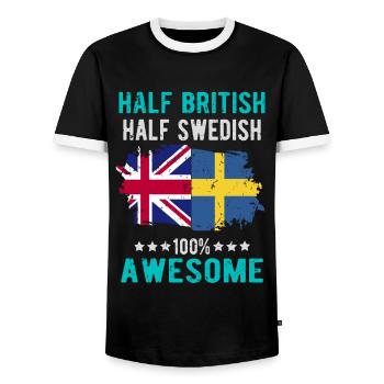 Halb Brite Halb Schwede - Männer Kontrast-T-Shirt - Schwarz/Weiß - Vorne - AI Model Female 172 light (172cm) & AI Model Male 178 light (178cm)