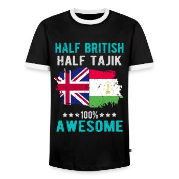 Half British Half Tajik - Men's Ringer Shirt - black/white - Front - AI Model Female 172 light (172cm) & AI Model Male 178 light (178cm)