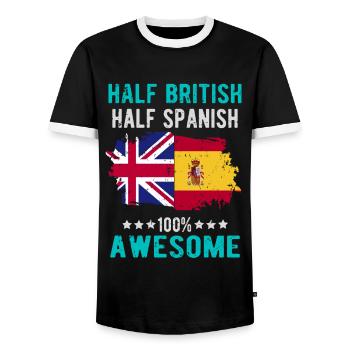 Half British Half Spaniard - Men's Ringer Shirt - black/white - Front - AI Model Female 172 light (172cm) & AI Model Male 178 light (178cm)