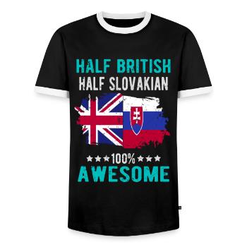 Half British Half Slovak - Men's Ringer Shirt - black/white - Front - AI Model Female 172 light (172cm) & AI Model Male 178 light (178cm)