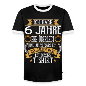 Zuckerhochzeit 6 Jahre Verheiratet Hochzeitstag - Männer Kontrast-T-Shirt - Schwarz/Weiß - Vorne - AI Model Female 172 light (172cm) & AI Model Male 178 light (178cm)