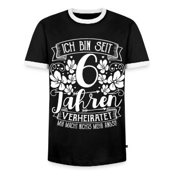 Zuckerhochzeit 6 Jahre Verheiratet Hochzeitstag - Männer Kontrast-T-Shirt - Schwarz/Weiß - Vorne - AI Model Female 172 light (172cm) & AI Model Male 178 light (178cm)