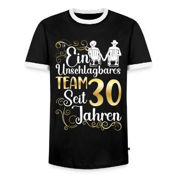 Perlenhochzeit 30 Jahre Verheiratet Hochzeitstag - Männer Kontrast-T-Shirt - Schwarz/Weiß - Vorne - AI Model Female 172 light (172cm) & AI Model Male 178 light (178cm)