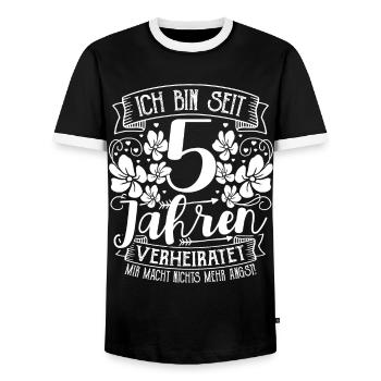 Rosenhochzeit 5 Jahre Verheiratet Hochzeitstag - Männer Kontrast-T-Shirt - Schwarz/Weiß - Vorne - AI Model Female 172 light (172cm) & AI Model Male 178 light (178cm)