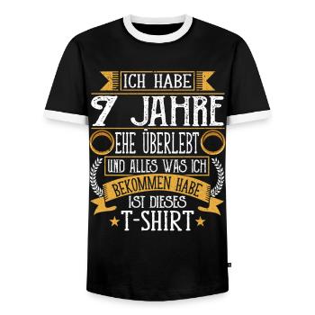 Kupferne Hochzeit 7 Jahre Verheiratet Hochzeitstag - Männer Kontrast-T-Shirt - Schwarz/Weiß - Vorne - AI Model Female 172 light (172cm) & AI Model Male 178 light (178cm)