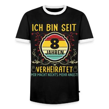 Blecherne Hochzeit 8 Jahre Verheiratet - Männer Kontrast-T-Shirt - Schwarz/Weiß - Vorne - AI Model Female 172 light (172cm) & AI Model Male 178 light (178cm)