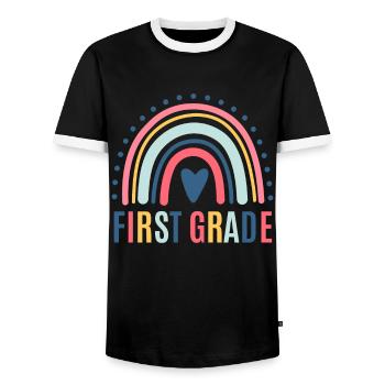 Les enseignants de première année retournent à l’école - T-shirt contrasté Homme - noir/blanc - Devant - AI Model Female 172 light (172cm) & AI Model Male 178 light (178cm)