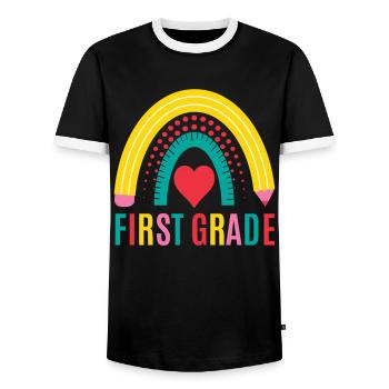 Les enseignants de première année retournent à l’école - T-shirt contrasté Homme - noir/blanc - Devant - AI Model Female 172 light (172cm) & AI Model Male 178 light (178cm)