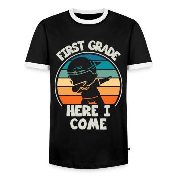 Les enseignants de première année retournent à l’école - T-shirt contrasté Homme - noir/blanc - Devant - AI Model Female 172 light (172cm) & AI Model Male 178 light (178cm)