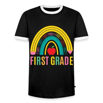 Les enseignants de première année retournent à l’école - T-shirt contrasté Homme - noir/blanc - Devant - AI Model Female 172 light (172cm) & AI Model Male 178 light (178cm)