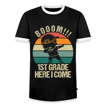 Les enseignants de première année retournent à l’école - T-shirt contrasté Homme - noir/blanc - Devant - AI Model Female 172 light (172cm) & AI Model Male 178 light (178cm)