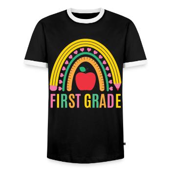 Les enseignants de première année retournent à l’école - T-shirt contrasté Homme - noir/blanc - Devant - AI Model Female 172 light (172cm) & AI Model Male 178 light (178cm)