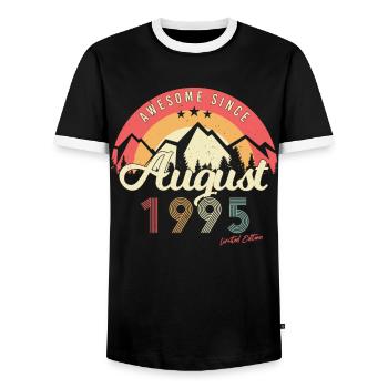 Mois de naissance Août 1995 - T-shirt contrasté Homme - noir/blanc - Devant - AI Model Female 172 light (172cm) & AI Model Male 178 light (178cm)