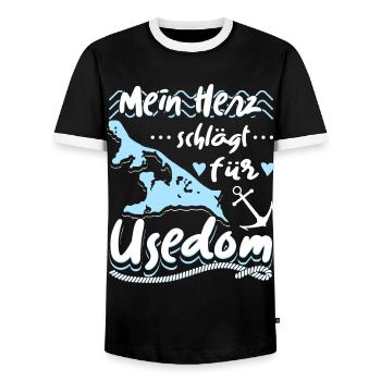 Mein Herz Schlägt Für Usedom Ostsee Usedomer - Männer Kontrast-T-Shirt - Schwarz/Weiß - Vorne - AI Model Female 172 light (172cm) & AI Model Male 178 light (178cm)