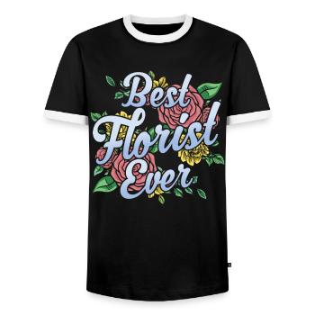 Best Florist Ever Flower Flower Shop - Men's Ringer Shirt - black/white - Front - AI Model Female 172 light (172cm) & AI Model Male 178 light (178cm)