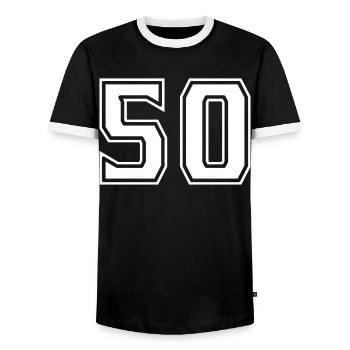 50 Blanc Design Simple - T-shirt contrasté Homme - noir/blanc - Devant - AI Model Female 172 light (172cm) & AI Model Male 178 light (178cm)