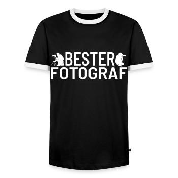 Bester Fotograf Fotografieren mit Kamera - Männer Kontrast-T-Shirt - Schwarz/Weiß - Vorne - AI Model Female 172 light (172cm) & AI Model Male 178 light (178cm)
