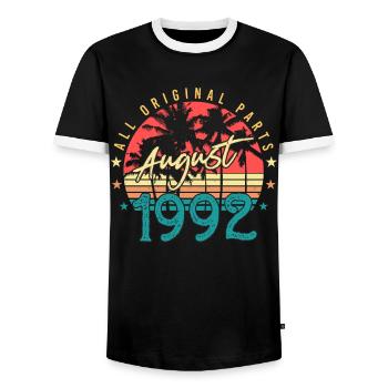 A l’âge de 30 août 1992 - T-shirt contrasté Homme - noir/blanc - Devant - AI Model Female 172 light (172cm) & AI Model Male 178 light (178cm)