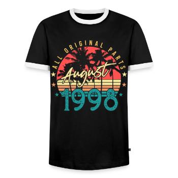 Mois de naissance Août 1998 - T-shirt contrasté Homme - noir/blanc - Devant - AI Model Female 172 light (172cm) & AI Model Male 178 light (178cm)