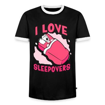 Ich Liebe Übernachtungen Süß Party Übernachten - Männer Kontrast-T-Shirt - Schwarz/Weiß - Vorne - AI Model Female 172 light (172cm) & AI Model Male 178 light (178cm)